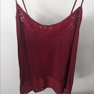 Burgandy Cami With Lace Trim
